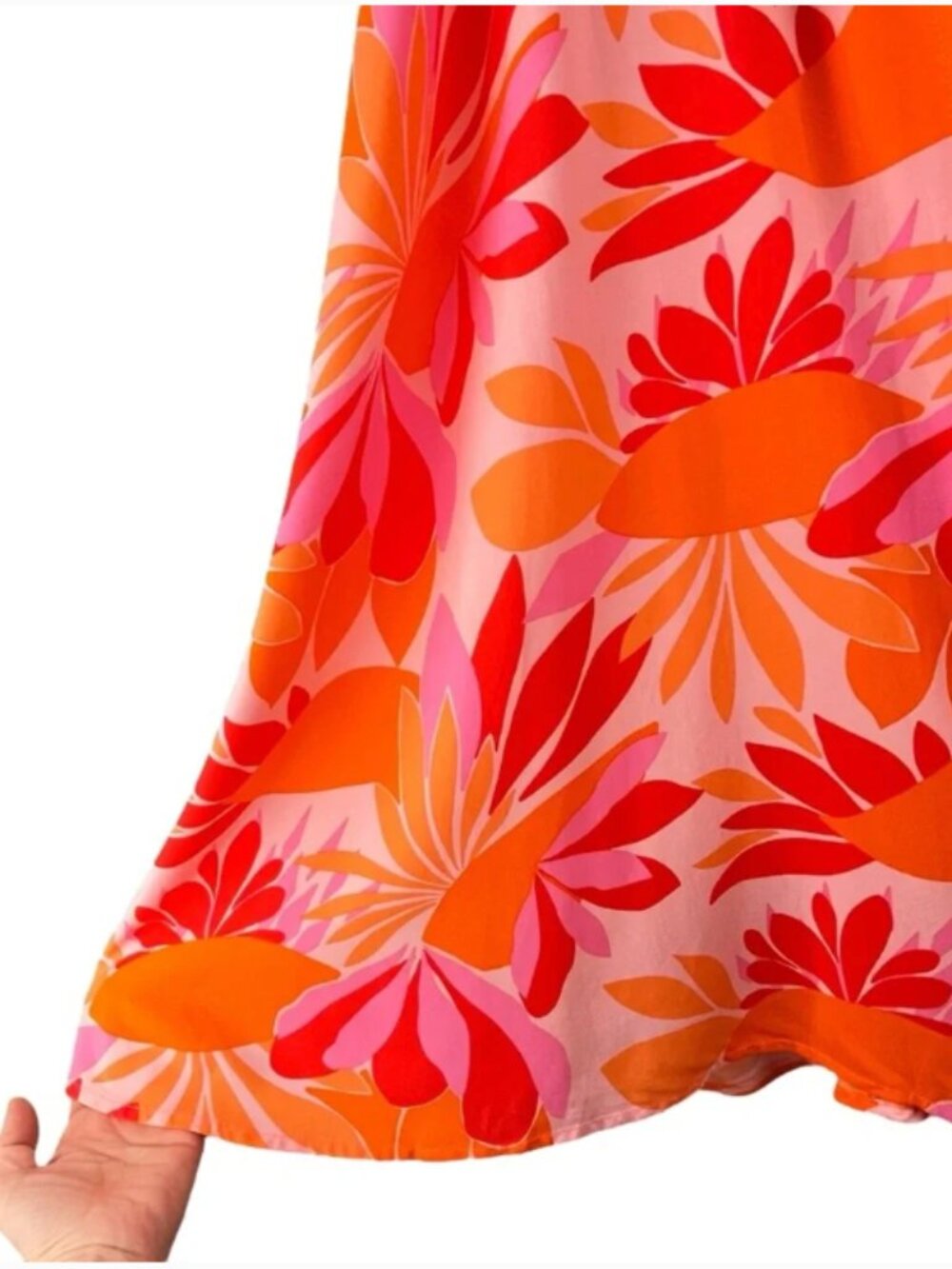 NEW Abel The Label Anthropologie Rumi Halter Maxi Dress Floral Orange Pink XS - Picture 9 of 16
